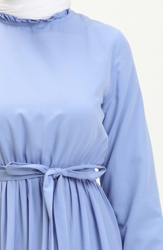 Gerafftes Kleid mit Gürtel 40153-04 Eisblau 40153-04