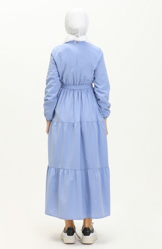 Gerafftes Kleid mit Gürtel 40153-04 Eisblau 40153-04