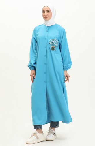 Linen Embroidered Long Tunic 24Y8971-02 Blue 24Y8971-02