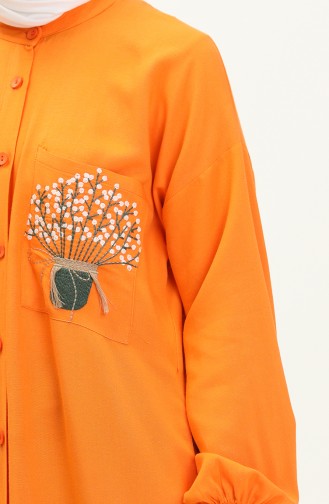 Linen Embroidered Long Tunic 24Y8971-03 Orange 24Y8971-03