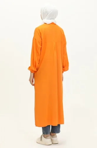 Linen Embroidered Long Tunic 24Y8971-03 Orange 24Y8971-03