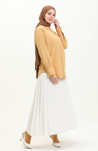 Terry Cotton Hidden Button Shirt 60015-02 Mustard 60015-02