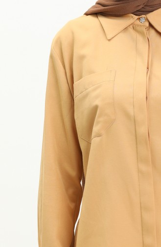 Terry Cotton Hidden Button Shirt 60015-02 Mustard 60015-02
