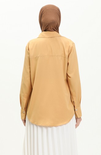 Terry Cotton Hidden Button Shirt 60015-02 Mustard 60015-02