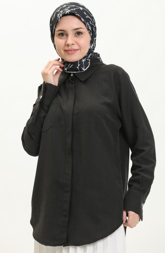Terry Cotton Hidden Button Shirt 60015-05 Black 60015-05