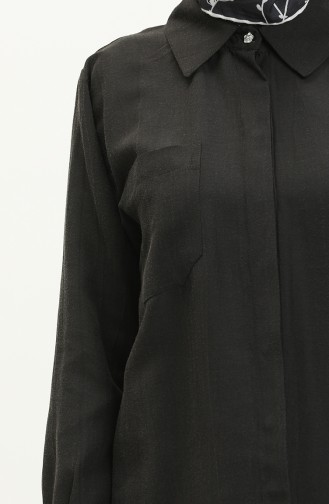 Terry Cotton Hidden Button Shirt 60015-05 Black 60015-05