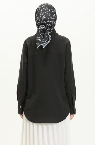 Terry Cotton Hidden Button Shirt 60015-05 Black 60015-05