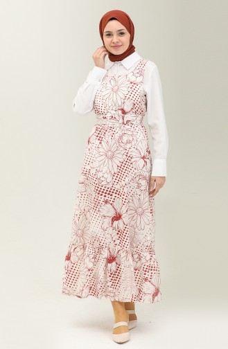 Terry Cotton Belted Gilet Dress 40152-01 Claret Red 40152-01