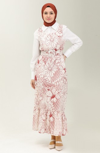 Terry Cotton Belted Gilet Dress 40152-01 Claret Red 40152-01