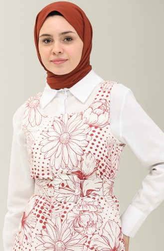 Terry Cotton Belted Gilet Dress 40152-01 Claret Red 40152-01