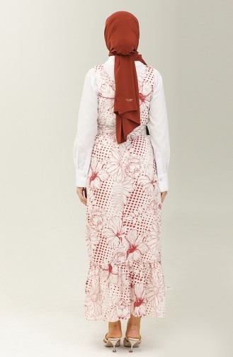Terry Cotton Belted Gilet Dress 40152-01 Claret Red 40152-01