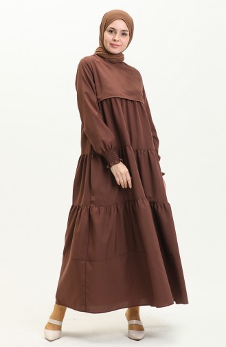 Brown Hijab Dress 6734