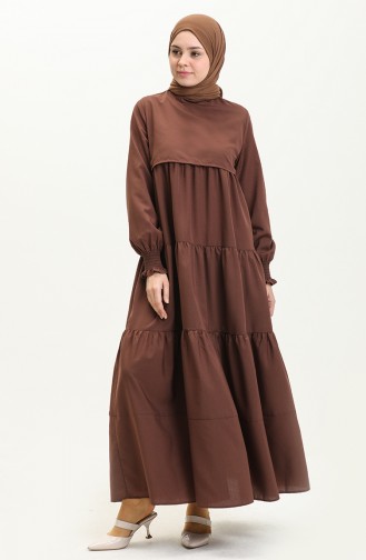 Brown Hijab Dress 6734