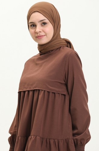 Tek Kat Detay Salaş Elbise Kahve