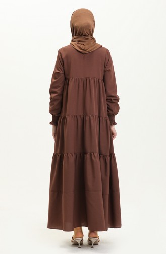 Brown Hijab Dress 6734