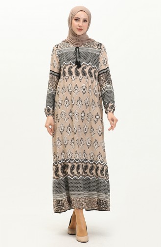 Gemustertes Kleid aus Viskose 4105-01 Nerz 4105-01
