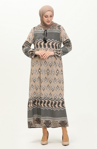 Gemustertes Kleid aus Viskose 4105-01 Nerz 4105-01
