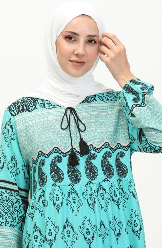 Printed Viscose Dress 4105-03 Turquoise 4105-03