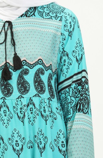 Robe à Motifs en Viscose 4105-03 Turquoise 4105-03