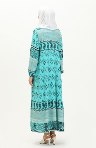 Printed Viscose Dress 4105-03 Turquoise 4105-03
