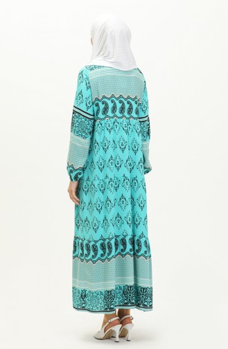 Robe à Motifs en Viscose 4105-03 Turquoise 4105-03