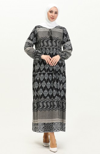 Robe à Motifs en Viscose 4105-04 Noir 4105-04