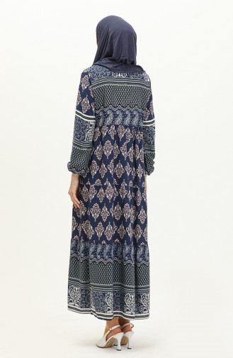 Printed Viscose Dress 4105-05 Navy Blue 4105-05