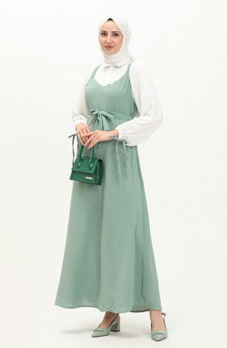 فستان بقميص من نسيج آيروبين 0001-01  أخضر مينت أبيض 0001-01