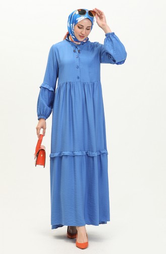 Aerobin Stoff geraffte Kleid 24Y8973-02 Indigo 24Y8973-02