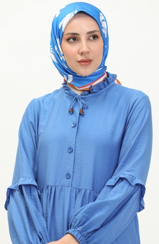 Aerobin Stoff geraffte Kleid 24Y8973-02 Indigo 24Y8973-02