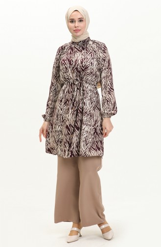 Viscose Printed Two Piece Suit 0042-03 Plum 0042-03