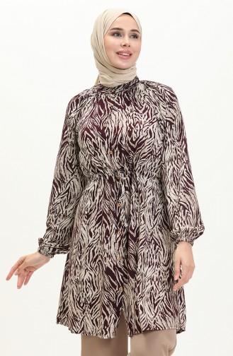 Viscose Printed Two Piece Suit 0042-03 Plum 0042-03