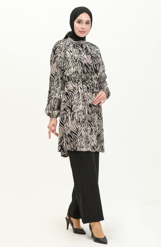 Viscose Printed Two Piece Suit 0042-04 Black 0042-04
