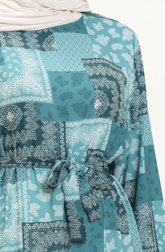 Gemustertes Kleid mit Gürtel in Übergröße 0005-01 Mintgrün 0005-01