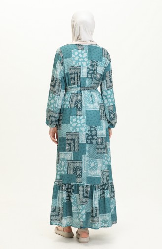 Gemustertes Kleid mit Gürtel in Übergröße 0005-01 Mintgrün 0005-01