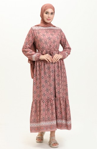 Robe à Motifs 0006-01 Rose Pâle  0006-01