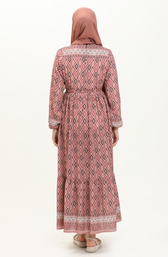 Printed Belted Dress 0006-01 Dusty Rose 0006-01