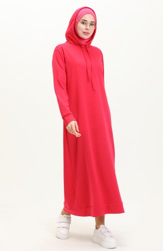 Two Yarn Hooded Sports Dress 0008-04 Fuchsia 0008-04