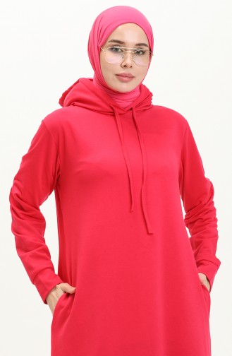 Two Yarn Hooded Sports Dress 0008-04 Fuchsia 0008-04