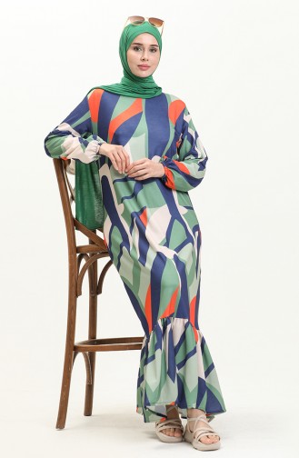 Two Yarn Digital Print Dress 0011-01 Green 0011-01