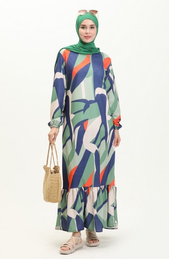 Two Yarn Digital Print Dress 0011-01 Green 0011-01