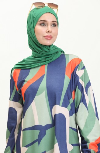 Two Yarn Digital Print Dress 0011-01 Green 0011-01