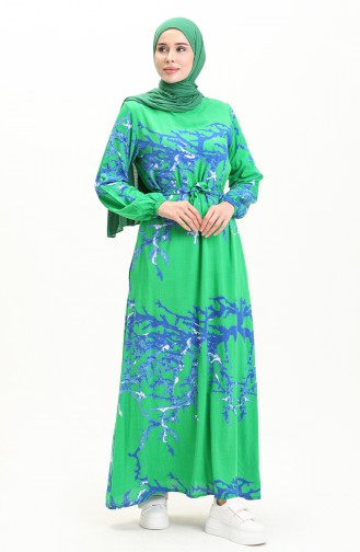 Robe Viscose à Motifs 0027-02 Vert 0027-02