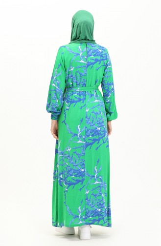 Robe Viscose à Motifs 0027-02 Vert 0027-02