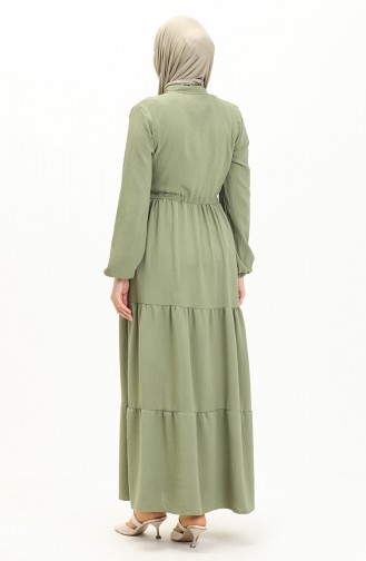 Aerobin Fabric Waist Pleated Dress 0039-02 Khaki 0039-02
