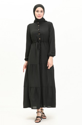 Aerobin Fabric waist Shirred Dress 0039-04 Black 0039-04