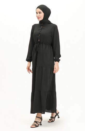 Aerobin Fabric waist Shirred Dress 0039-04 Black 0039-04