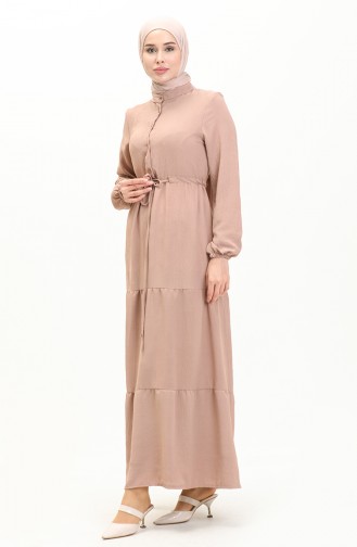 Aerobin Fabric Waist Shirred Dress 0039-05 Mink 0039-05