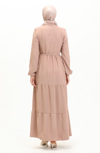 Aerobin Fabric Waist Shirred Dress 0039-05 Mink 0039-05