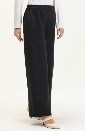 Wide Leg Elastic Waist Pants 2951-18 Navy Blue 2951-18